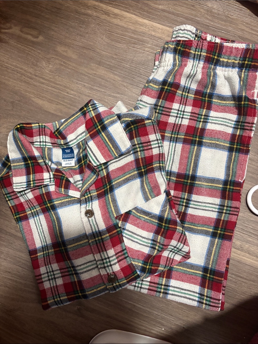 Old Navy Red Plaid Kids Pajama Set